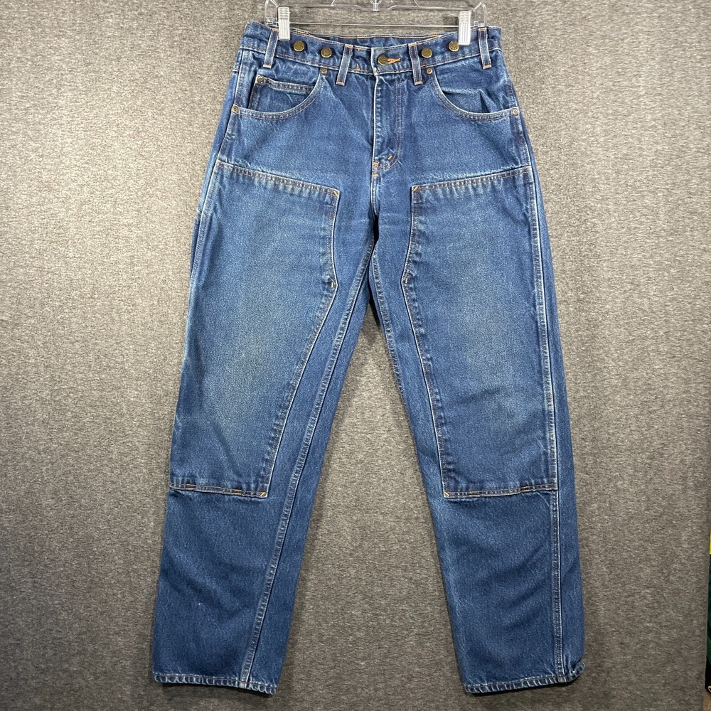 Vintage Prison Blues Double Knee Jeans 32x32 Made In USA Logger Distressed - Picture 1 of 16